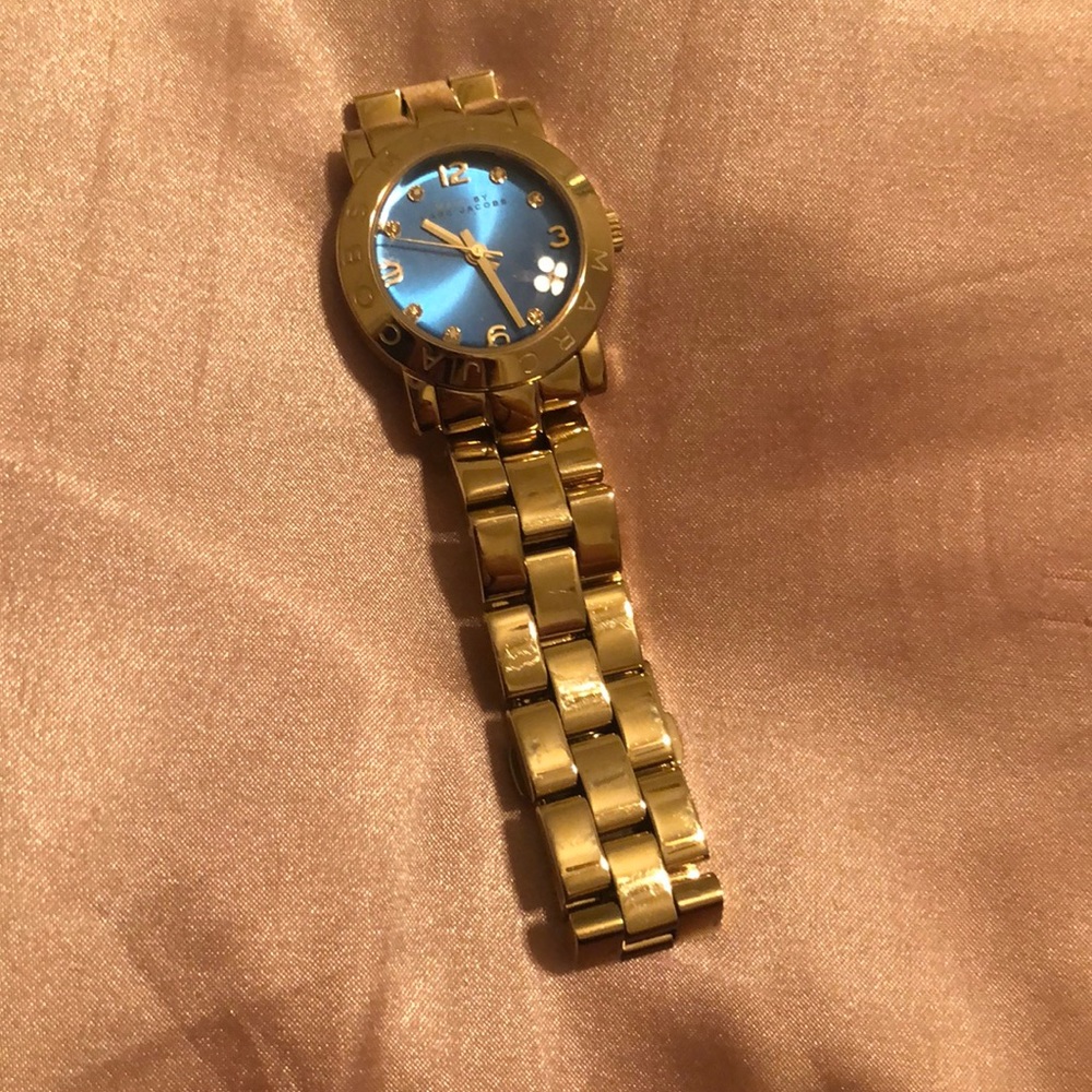 Marc Jacobs Amy Dexter Aqua Blue Gold Tone Watch